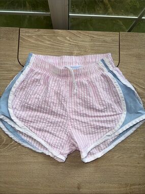 Girls' Pink Striped Seersucker Drawstring Shorts